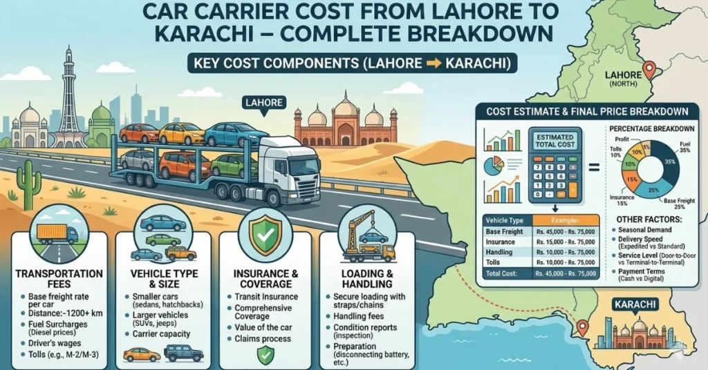 Car Carrier Cost from Lahore to Karachi – Complete Breakdown